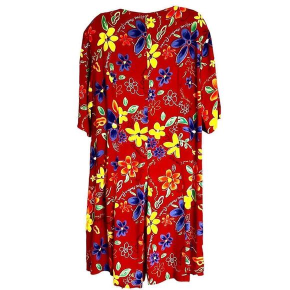 VTG Jacque &‎ Koko Romper Womens 14/16 Pockets Floral Red Multicolor *See Note - Picture 2 of 16